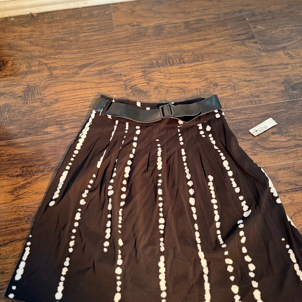 Worthington White and Brown Midi A-Line Skirt